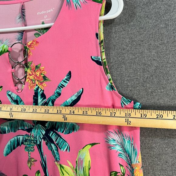Studio Park x Jane Treacy Petite Tropical Hardware Dress Pink Tropical Size LP - Picture 5 of 9